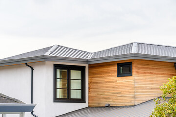 Top of a very neat and colorful home with gorgeous outdoor landscape in suburbs of Vancouver, Canada
