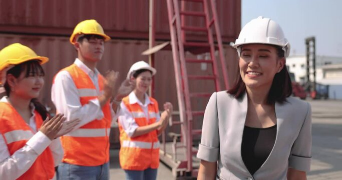 The staff expressed their joy and applauded the manager, Professional business teamwork, Clap your hands to celebrate success.