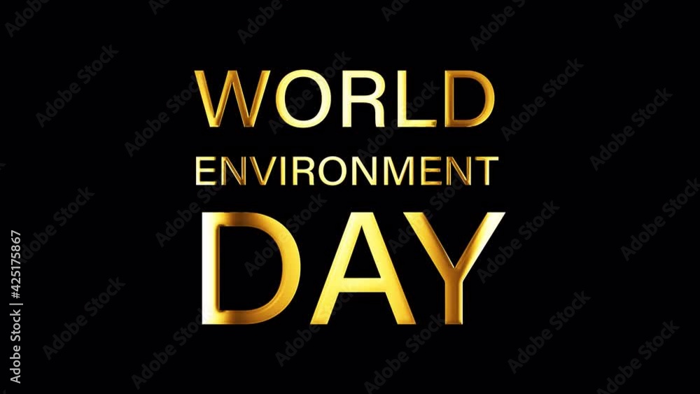 Poster world environment day golden text loop animation. 4k 3d illustration of world environment day isolat