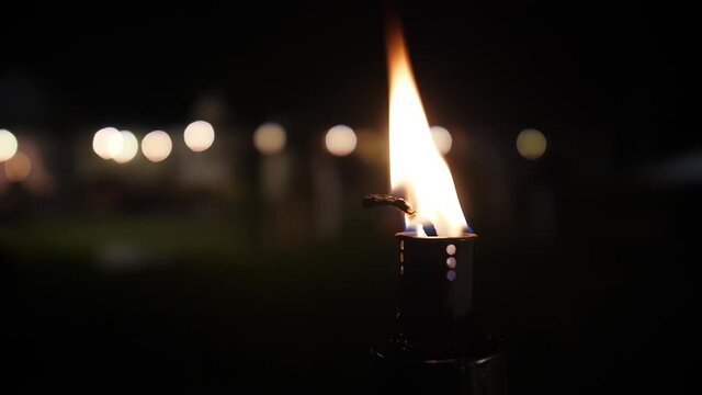 fire torch flame outdoor garden at night