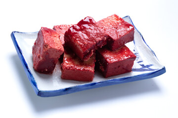 Chinese Fermented Bean Curd (Fu Ru) on white background