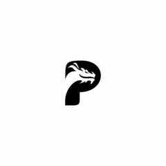 P Letter logo icon with dragon icon design vector illustration