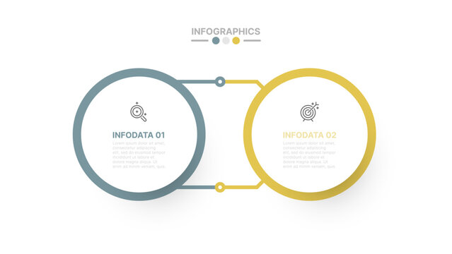 Vector infographic design template with circles and label. Business concept with 2 options.