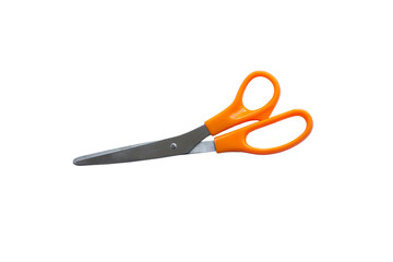 Orange scissors isolated on a white background