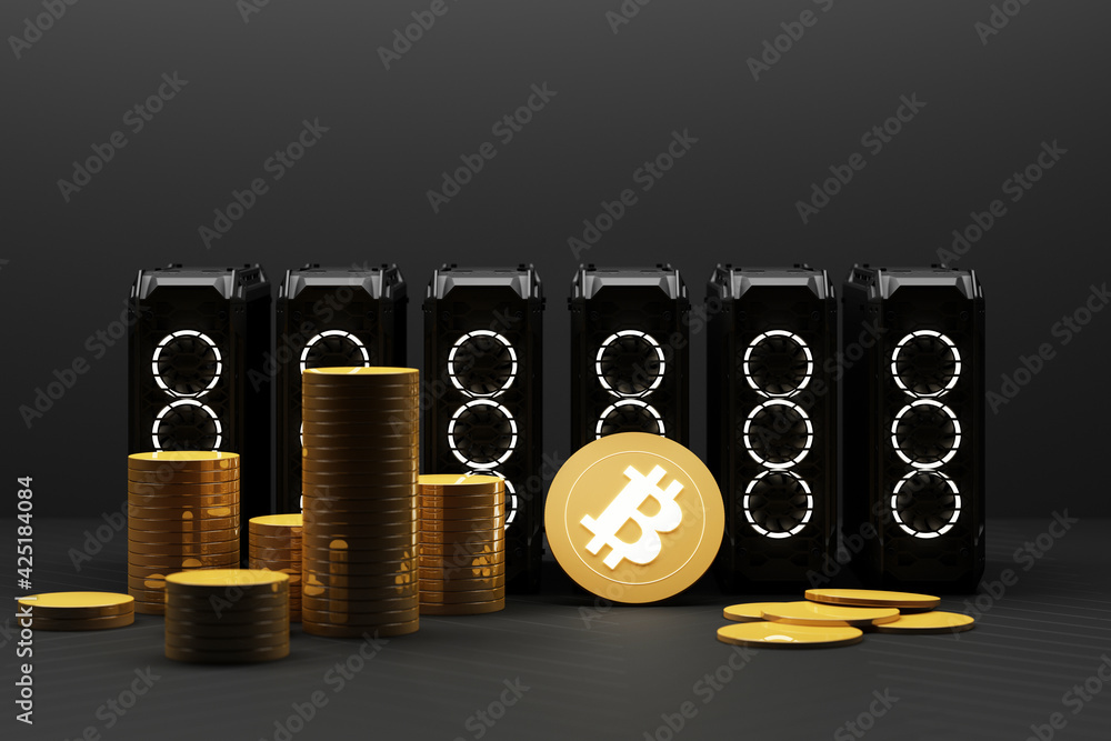 Poster bitcoin is becoming more valuable than gold and currency today by using computer equipment in mining