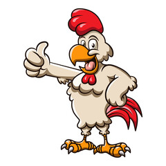 Cartoon happy chicken giving the thumbs up. Vector clip art illustration with simple gradients.