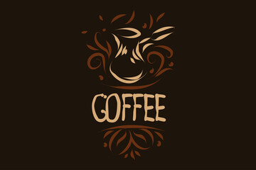 Drawn vector logo for making coffee on a dark background