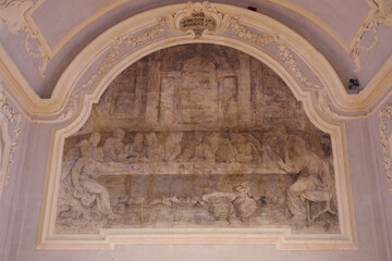Interior of the abbey of Santo Spirito al Morrone - Abruzzo. His origins are linked to Pietro...