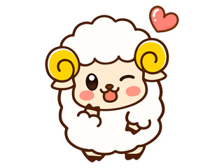ウインクする羊のイラスト素材