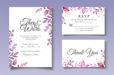 Watercolor Floral Wedding Invitation Card Set