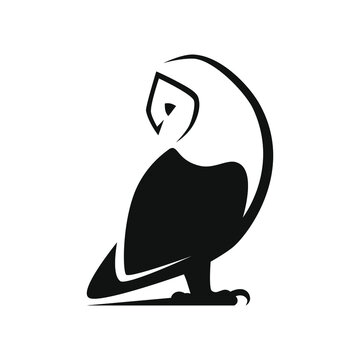 recommend clip art: Barn owl looking back symbol on white backdrop. Design element
