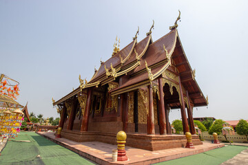 Beautiful landscape of ancient  temple : 25 March 2021 in wat sawanghuanakam Temple , kalasin, Thailand