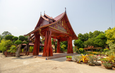 Beautiful landscape of ancient  temple : 25 March 2021 in wat sawanghuanakam Temple , kalasin,...