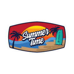 Summer time in beach with palm tree and boogey board, good for tshirt design also beach house sign