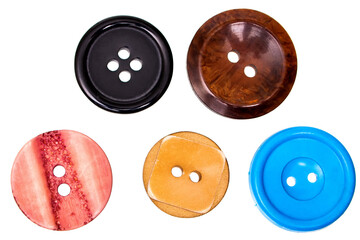 Old buttons collection isolated on the white background.