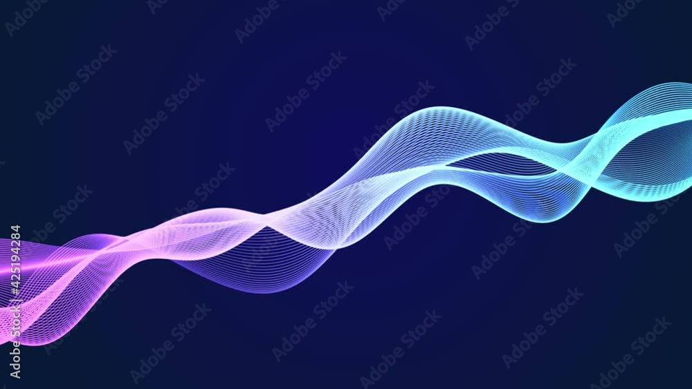 Aufkleber abstract colorful hologram energy line grid wave flowing in cyberspace, sci-fi digital art geometric