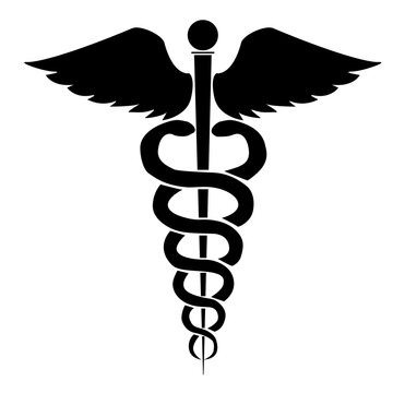 caduceus health icon on white background. medical symbol. flat style. medical snake caduceus logo. medicine sign.