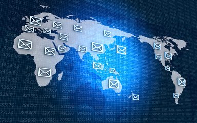 日本地図とメールのネットワーク デジタル背景 Business Wall Mural Busine Yoshitaka