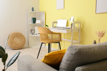 Fototapeta premium Stylish workplace with laptop in office