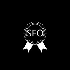 SEO badge icon isolated on dark background