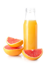 Bottle of orange juice on white background