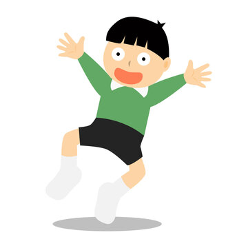 Boy Feels Surprised, Shock And Jump Scared Cartoon Vector.