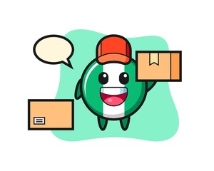 Mascot Illustration of nigeria flag badge as a courier