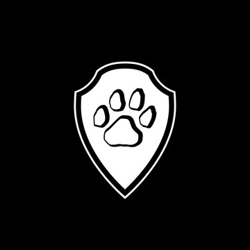 Pet protection shield icon isolated on dark background