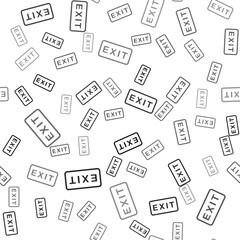 Black Fire exit icon isolated seamless pattern on white background. Fire emergency icon. Vector