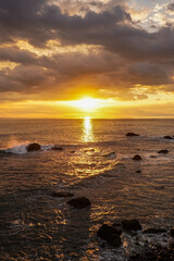 Beautiful colors of a sunset in the pacific ocean in the magical beaches of Costa Rica
