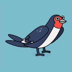 Cute swallow character in cartoon style. Kid vector illustration. Funny bird.