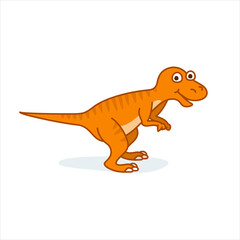 Funny velociraptor character in cartoon style. Cute dinosaur flat kid graphic. Isolated vector illustration.