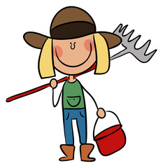Woman farmer with forks stock illustration