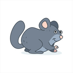 Funny chinchilla character in cartoon style. Flat kid graphic. Isolated vector illustration.
