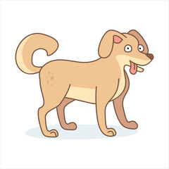 Funny dog character in cartoon style. Flat kid graphic. Isolated vector illustration.