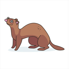 Funny cartoon ferret character. Vector graphic illustration. 