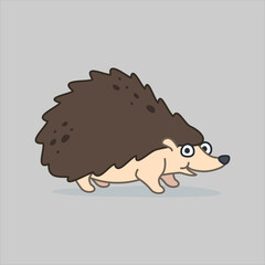 Funny hedgehog character in cartoon style. Flat kid graphic. Isolated vector illustration.