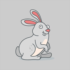 Cute cartoon rabbit character in flat style. Funny animal for greeting card.