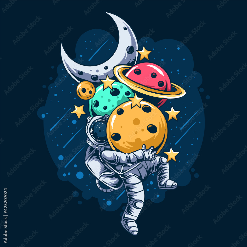 Canvas Prints astronauts carry many planets planets in outer space artwork vector