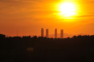 sunset in the city of Madrid