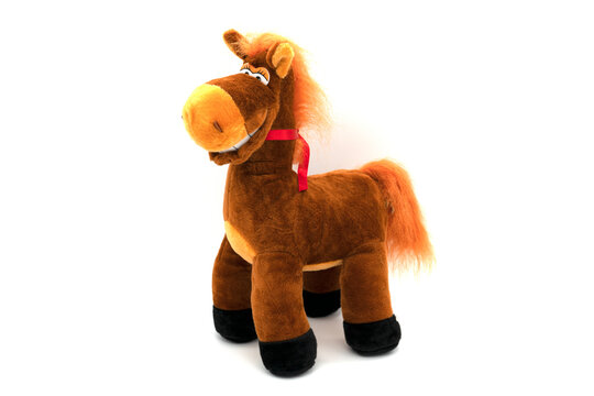 Brown Stuffed Horse Toy Isolated On White