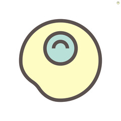 Fried egg vector icon. Delicious food to cooking in pan for eat. Consist of round yolk and egg white in top view. healthy with nutrition, protein from chicken for meal, breakfast in morning. 48x48 px.