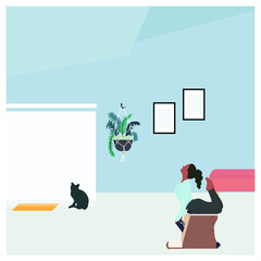A woman doing pilates with equipment at home - a concept illustration of active lifestyle