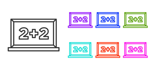 Black line Chalkboard icon isolated on white background. School Blackboard sign. Set icons colorful. Vector