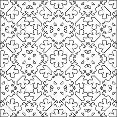  Geometric vector pattern with triangular elements. Seamless abstract ornament for wallpapers and backgrounds. Black and white colors. 