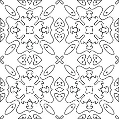 Geometric vector pattern with triangular elements. Seamless abstract ornament for wallpapers and backgrounds. Black and white colors. 