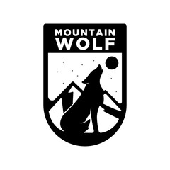 simple badge mountain wolf logo inspirations