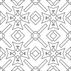Geometric vector pattern with triangular elements. Seamless abstract ornament for wallpapers and backgrounds. Black and white colors. 