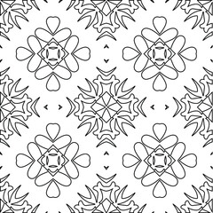 Geometric vector pattern with triangular elements. Seamless abstract ornament for wallpapers and backgrounds. Black and white colors. 