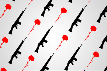 25 of April the Portugal freedom day illustration with clove and guns. Revolution of the Carnations background poster, banner or card © Joao